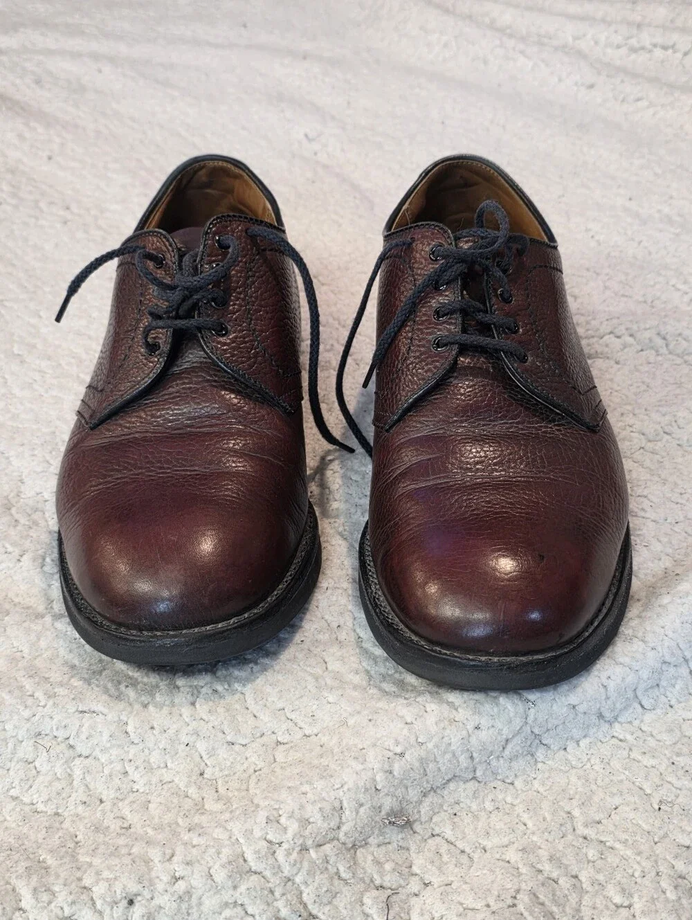 Alden 312 Burgundy Pebble Grain Leather Plain Toe Blucher Shoes Men's 10.5 C